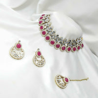 SNERA Gold Plated Pota Stone And Mirror Choker Necklace Set 
