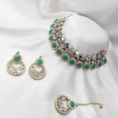 SNERA Gold Plated Pota Stone And Mirror Choker Necklace Set