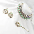 SNERA Gold Plated Pota Stone And Mirror Choker Necklace Set