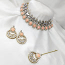 SNERA Gold Plated Pota Stone And Mirror Choker Necklace Set