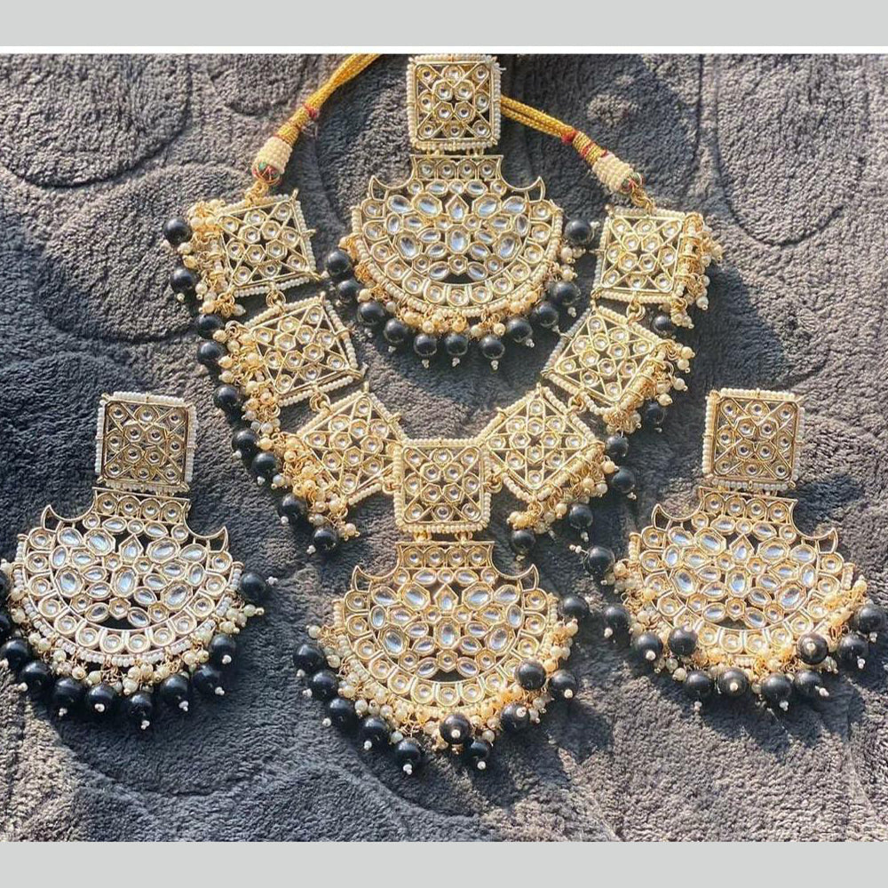 SNERA Gold Plated Kundan And Beads Choker Necklace Set