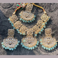 SNERA Gold Plated Kundan And Beads Choker Necklace Set