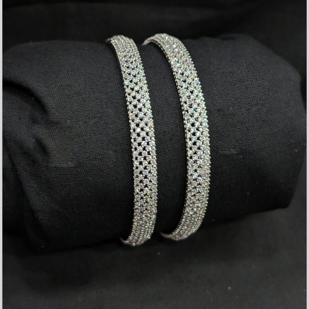 SNERA Silver Plated Crystal Stone Bangles Set