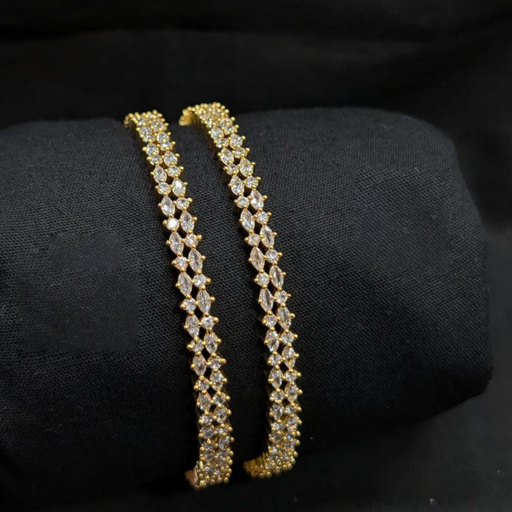 SNERA Silver Plated Crystal Stone Bangles Set