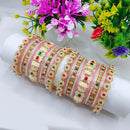 SNERA Pota Stone And Pearls Meenakari Bangle Set