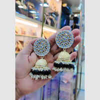 SNERA Gold Plated Crystal Stone Pearl And Beads Jhumki Earrings