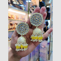 SNERA Gold Plated Crystal Stone Pearl And Beads Jhumki Earrings