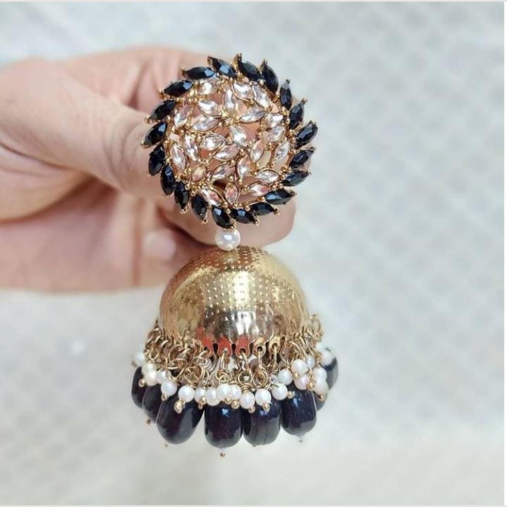 SNERA Designer Ethnic Jhumka Earrings – Crystal Stones with Pearls & Beads