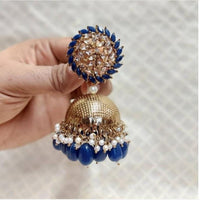 SNERA Designer Ethnic Jhumka Earrings – Crystal Stones with Pearls & Beads