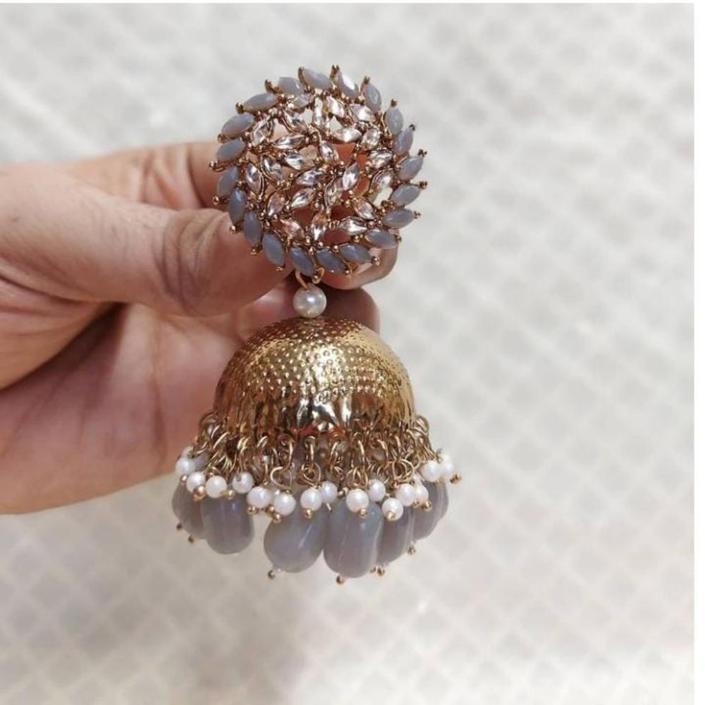 SNERA Designer Ethnic Jhumka Earrings – Crystal Stones with Pearls & Beads