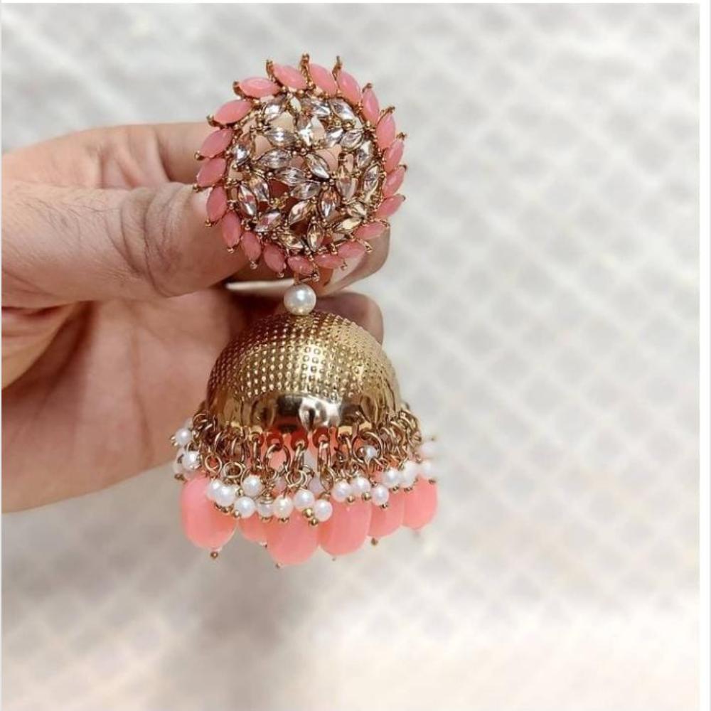 SNERA Designer Ethnic Jhumka Earrings – Crystal Stones with Pearls & Beads