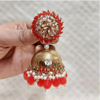 SNERA Designer Ethnic Jhumka Earrings – Crystal Stones with Pearls & Beads