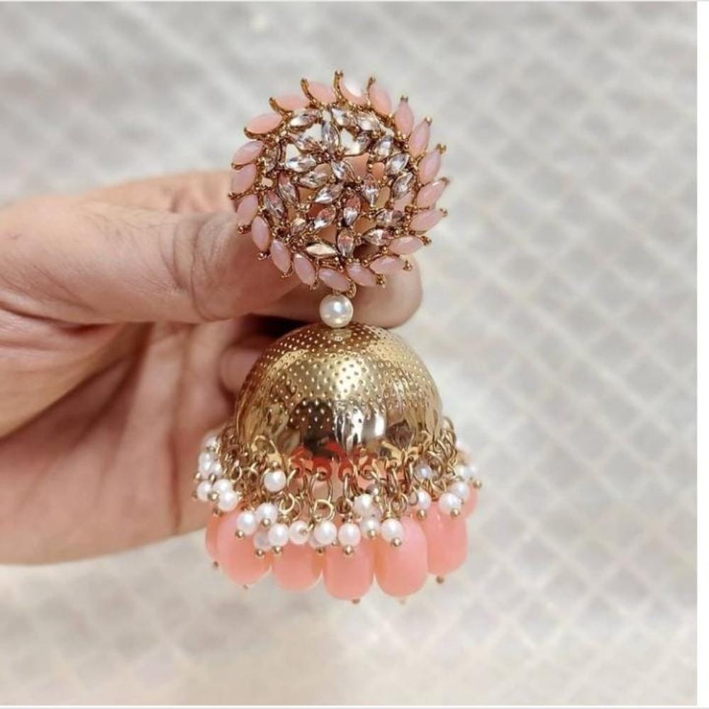 SNERA Designer Ethnic Jhumka Earrings – Crystal Stones with Pearls & Beads