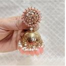 SNERA Designer Ethnic Jhumka Earrings – Crystal Stones with Pearls & Beads