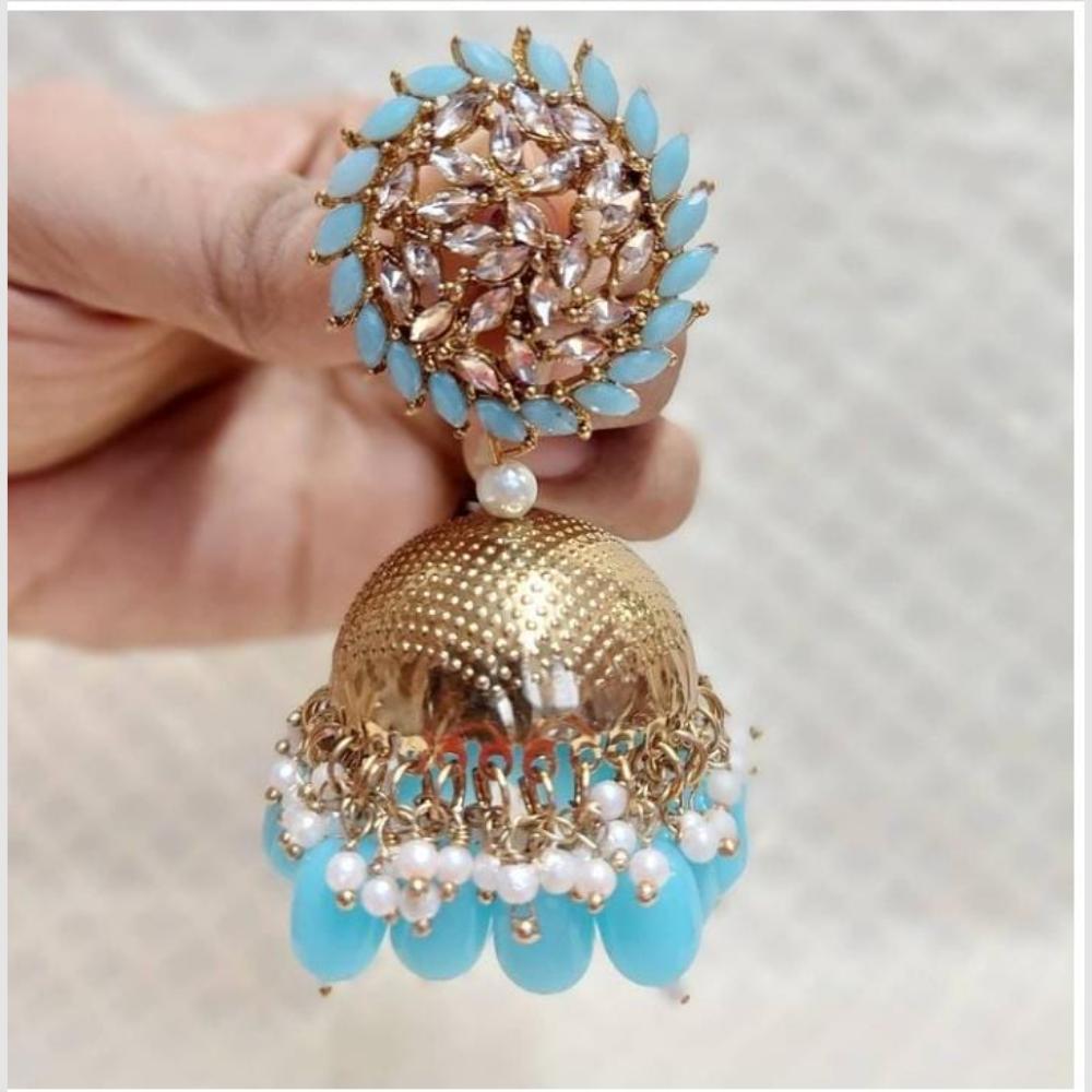 SNERA Designer Ethnic Jhumka Earrings – Crystal Stones with Pearls & Beads