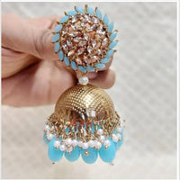 SNERA Designer Ethnic Jhumka Earrings – Crystal Stones with Pearls & Beads