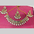 Snera Elegant Austrian Stone Necklace Set with Matching Earrings And Mangtikka