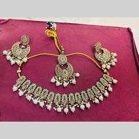 Snera Elegant Austrian Stone Necklace Set with Matching Earrings And Mangtikka