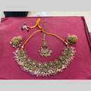 Snera Elegant Austrian Stone Necklace Set with Matching Earrings And Mangtikka