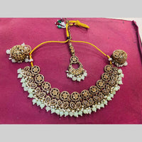 Snera Elegant Austrian Stone Necklace Set with Matching Earrings And Mangtikka