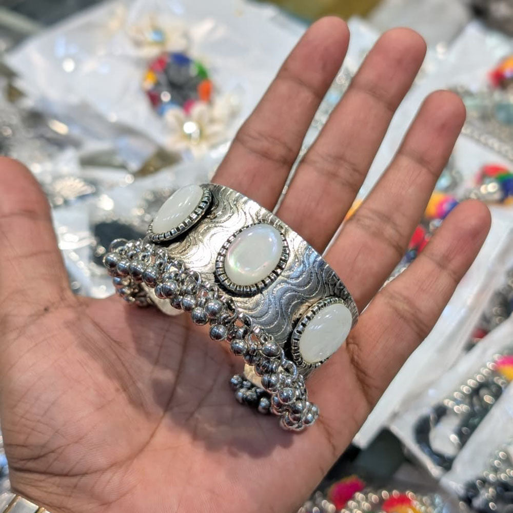 SNERA Oxidised Plated Elegant Pota Stone Bracelet