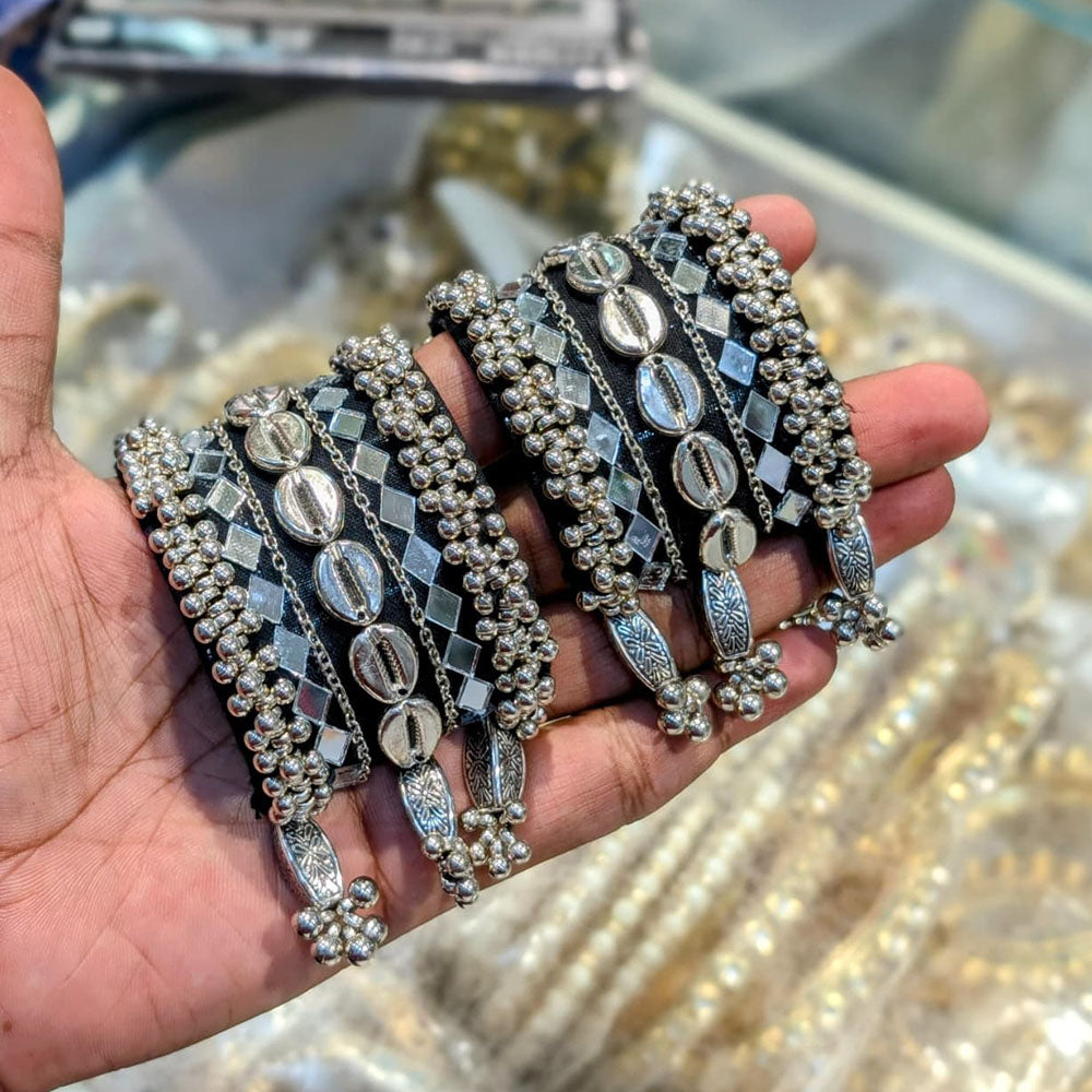 Snera Oxidised Plated Shell-Inspired And Mirror Accents Charm Bracelet
