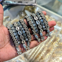 Snera Oxidised Plated Shell-Inspired And Mirror Accents Charm Bracelet