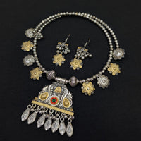 SNERA Antique Finish 2 Tone Plated Navratri Jewellery Necklace Set