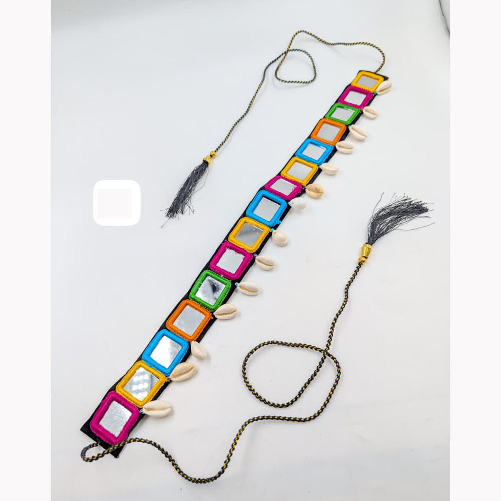 SNERA Trendy Navratri Style Pom Pom And Shell Mirror Kamarbandh