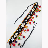 SNERA Trendy Navratri Style Pom Pom And Shell Mirror Kamarbandh