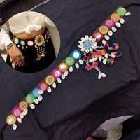 SNERA Trendy Navratri Style Pom Pom And Shell Mirror Kamarbandh
