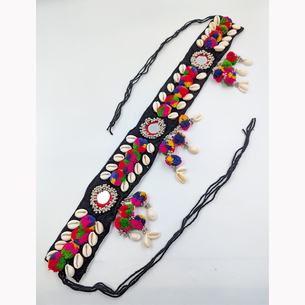 SNERA Trendy Navratri Style Pom Pom And Shell Mirror Kamarbandh