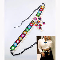 SNERA Trendy Navratri Style Pom Pom And Shell Mirror Kamarbandh