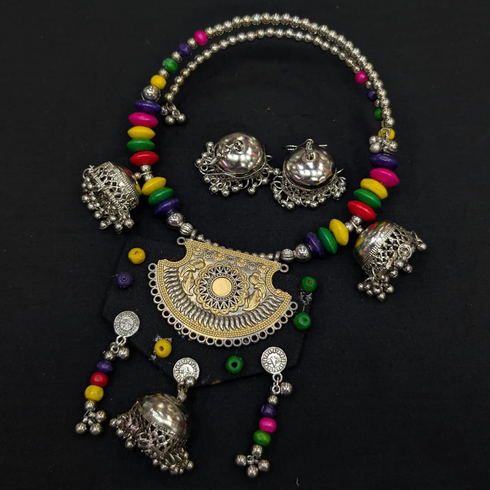 SNERA Peacock Design Oxidized Necklace & Earrings Set Perfect for Navratri
