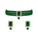 SNERA Classic Grace Crystal Stone And Pearl Choker Necklace Set