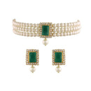 SNERA Classic Grace Crystal Stone And Pearl Choker Necklace Set