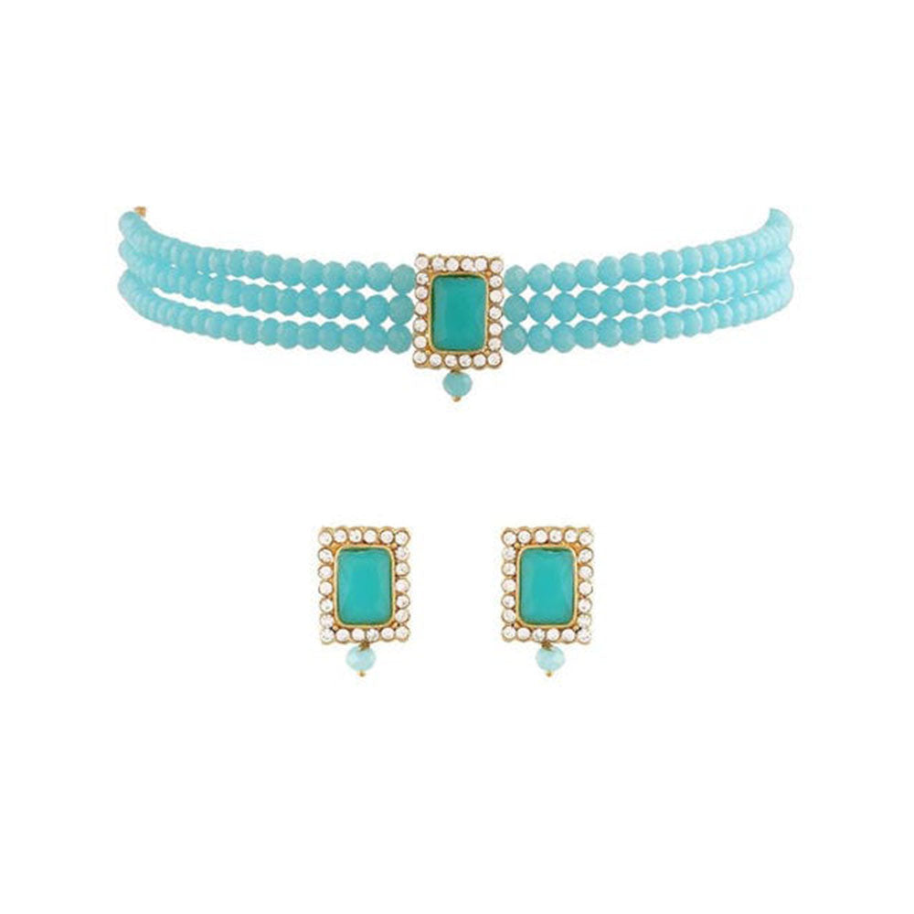 SNERA Classic Grace Crystal Stone And Pearl Choker Necklace Set