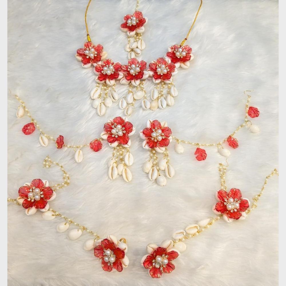 SNERA Elegant Floral Jewellery With Shell Combo Set