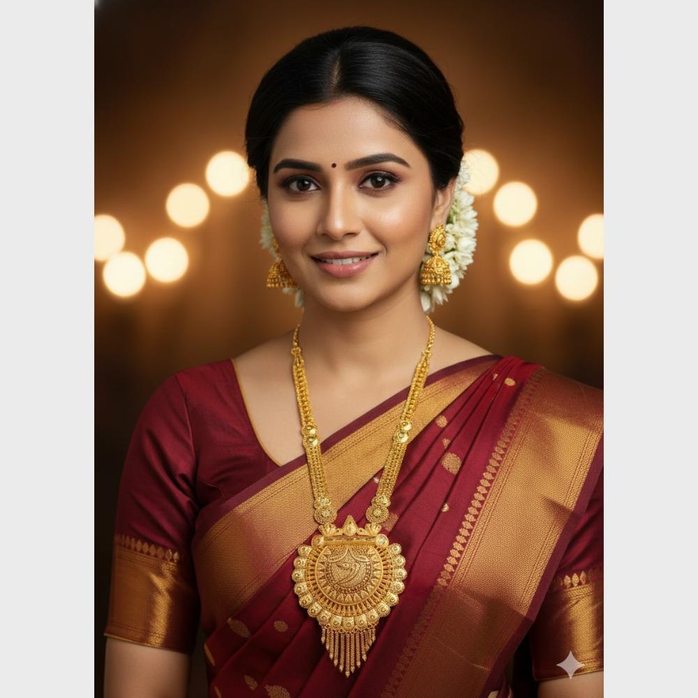 SNERA Jewellery Designer Gold Forming Long Necklace Set