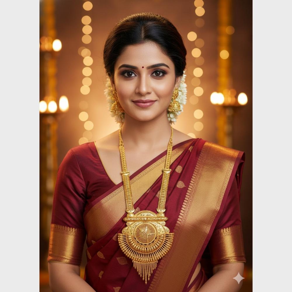 SNERA Jewellery Designer Gold Forming  Long Necklace Set