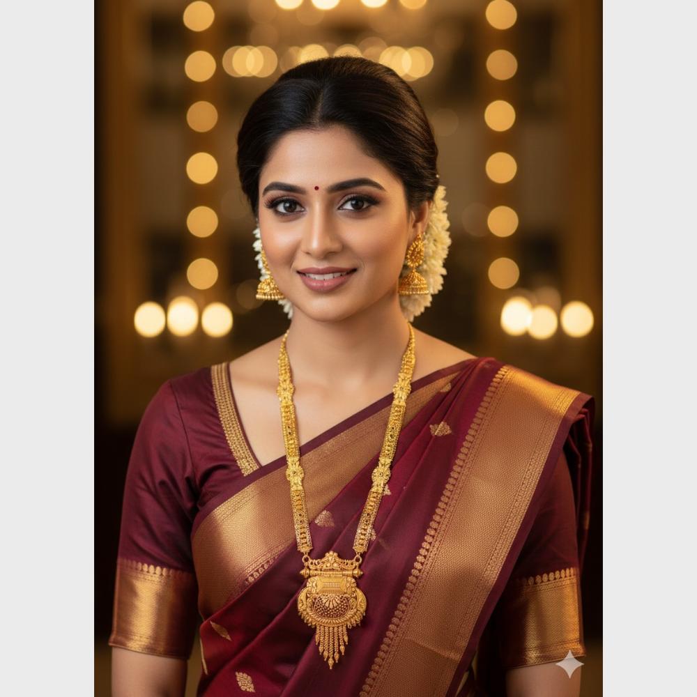 SNERA Jewellery Designer Gold Forming  Long Necklace Set