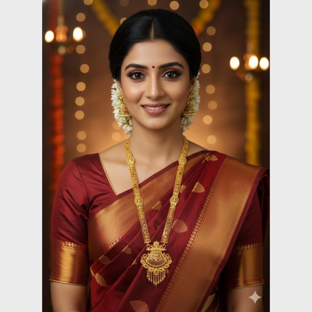 SNERA Jewellery Designer Gold Forming  Long Necklace Set