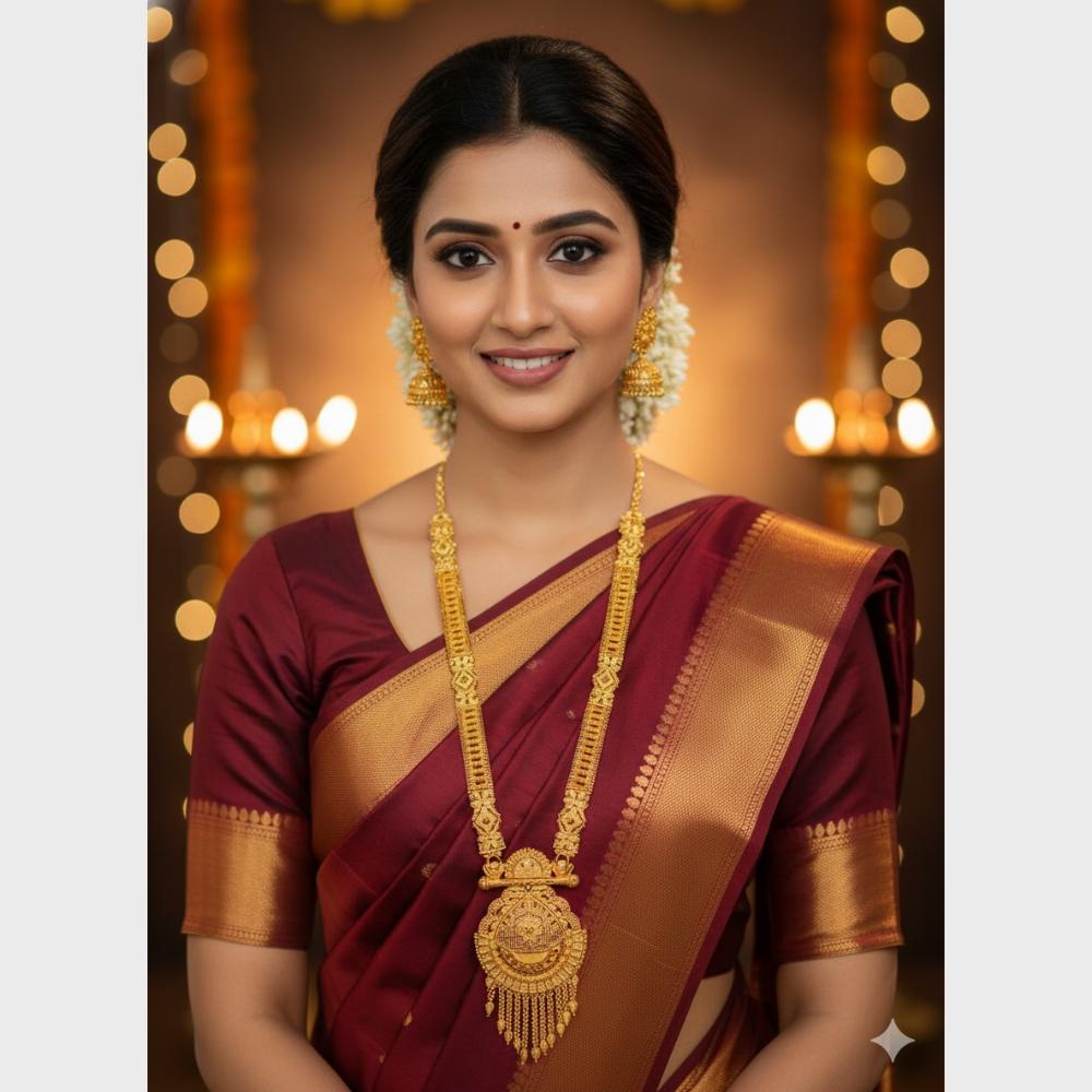 SNERA Jewellery Designer Gold Forming Long Necklace Set