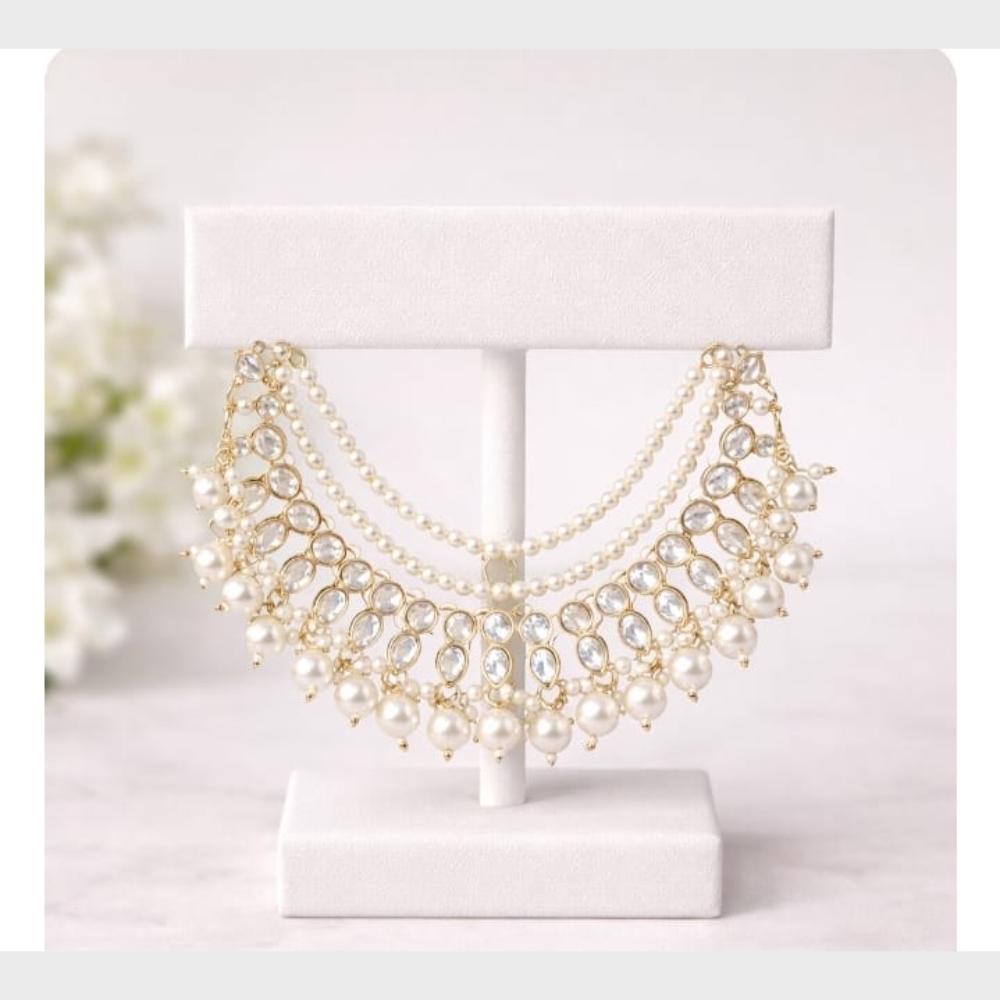 SNERA Trendy Kundan Stone Beads And Pearl Kaanchain