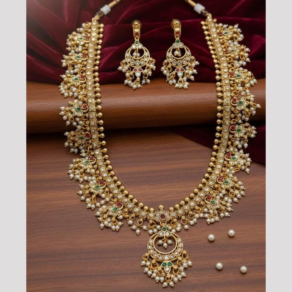 SNERA Designer Austrian Stone And Pearl Necklace Set