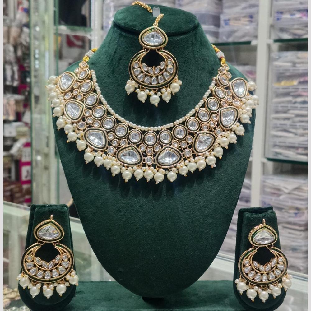 SNERA Kundan Stone And Beads Elegant Necklace Set