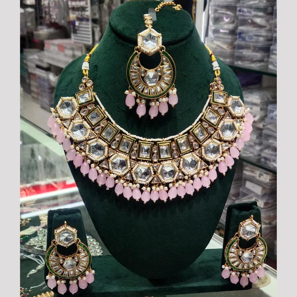 SNERA Kundan Stone And Beads Elegant Necklace Set