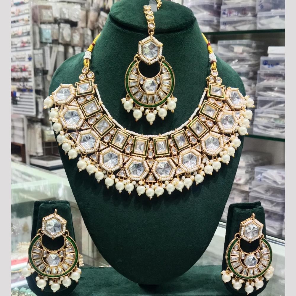 SNERA Kundan Stone And Beads Elegant Necklace Set