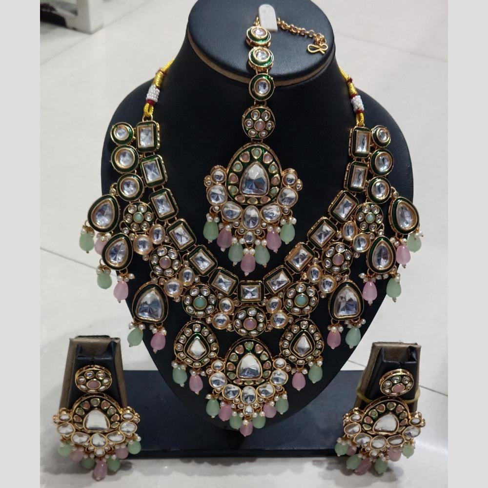 SNERA Kundan Stone And Beads Elegant Necklace Set
