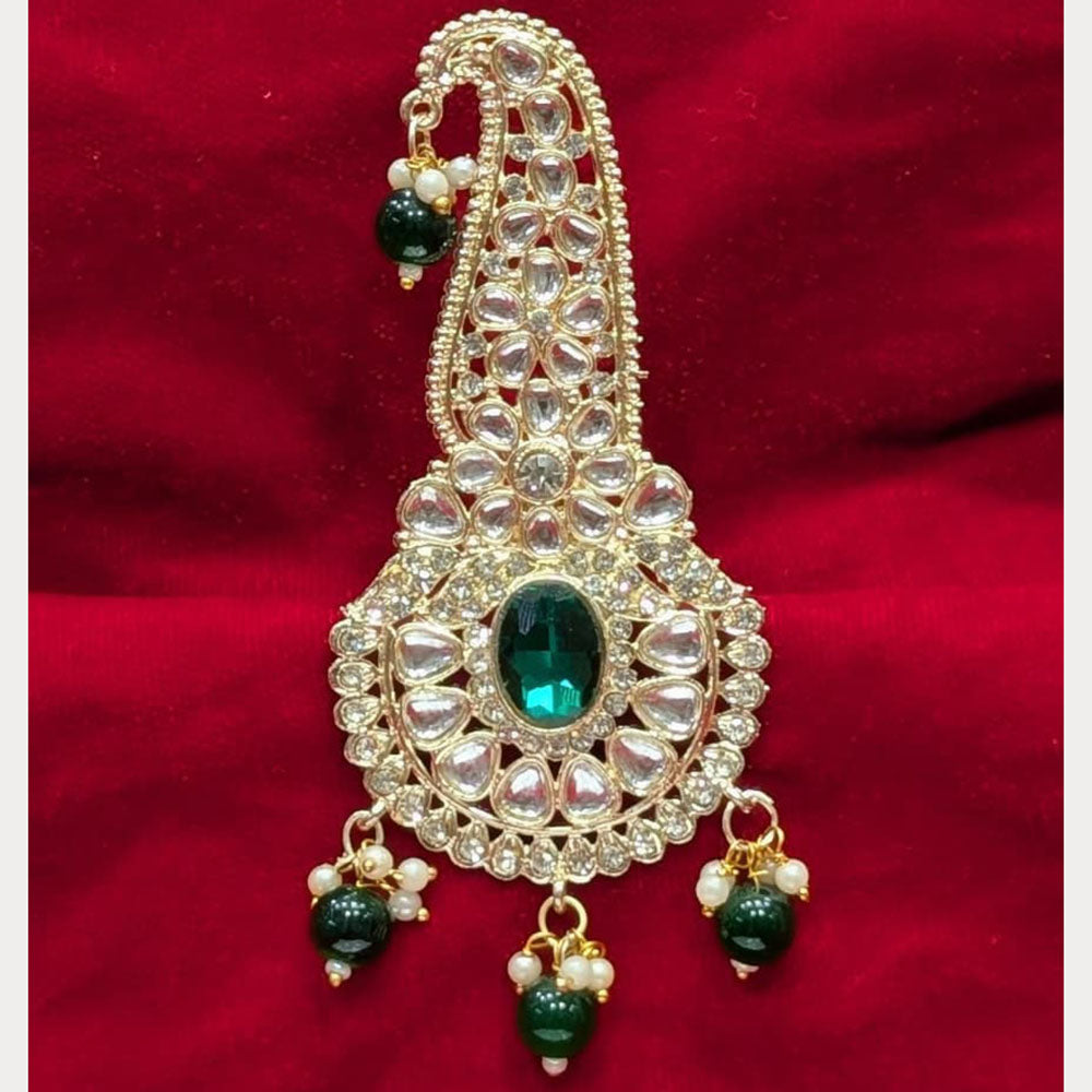 SNERA Maharaja Style Kundan Stone And Pearl Brooch